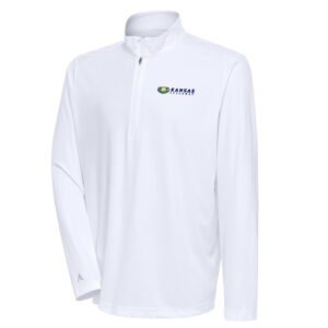 Men's Antigua White Kansas Speedway Tribute Quarter-Zip Pullover Top