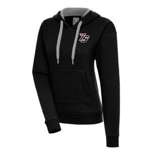Women's Antigua Black Iowa Speedway Victory Pullover Hoodie