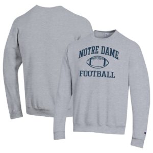 Men's Champion Heather Gray Notre Dame Fighting Irish Football Icon Pullover Sweatshirt