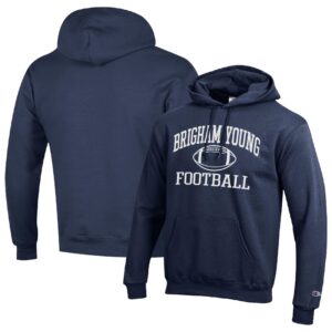 Men's Champion Navy BYU Cougars Football Icon Pullover Hoodie