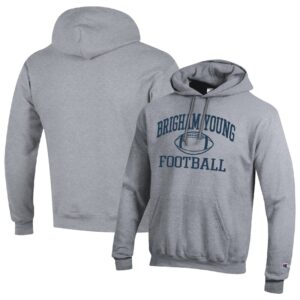 Men's Champion Heather Gray BYU Cougars Football Icon Pullover Hoodie