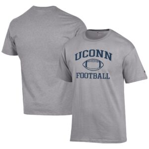 Men's Champion Heather Gray UConn Huskies Football Icon  T-Shirt