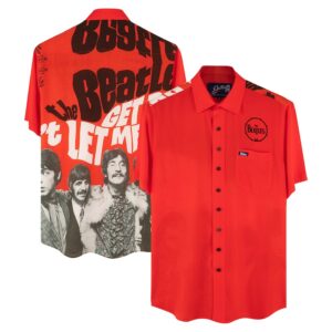 Men's Section 119 Red The Beatles Portrait Button-Up Shirt