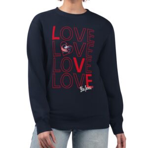 Women's G-III 4Her by Carl Banks  Navy Columbus Blue Jackets Lots Of Love Team Logo Graphic Pullover Sweatshirt