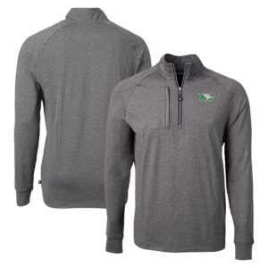 Men's Cutter & Buck Heather Black North Dakota Adapt Eco Knit Heathered Recycled Quarter-Zip Pullover Top