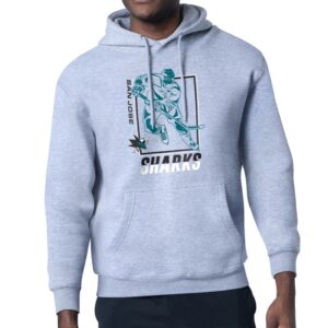 Men's Starter Heather Gray Seattle Kraken Player Grid Fleece Pullover Hoodie