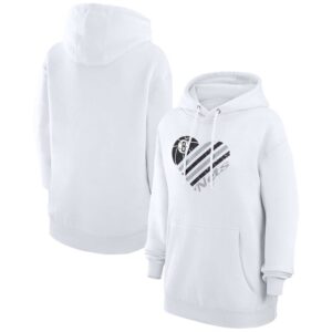 Women's G-III 4Her by Carl Banks  White Brooklyn Nets  Heart Pullover Hoodie