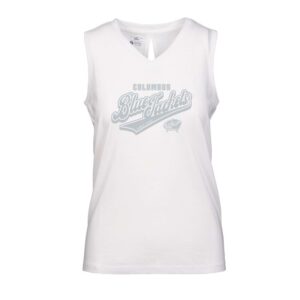 Women's Levelwear White Columbus Blue Jackets Paisley Sweep V-Neck Tank Top