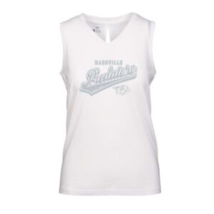 Women's Levelwear White Nashville Predators Paisley Sweep V-Neck Tank Top