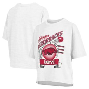 Women's Pressbox White Arkansas Razorbacks Rock & Roll Slub T-Shirt