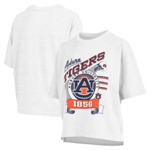 Women's Pressbox White Auburn Tigers Rock & Roll Slub T-Shirt