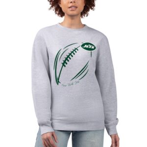 Women's G-III 4Her by Carl Banks Heather Gray New York Jets Football Logo Graphic Fleece Pullover Sweatshirt