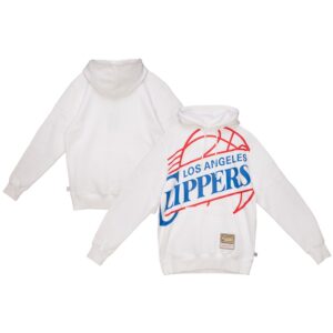 Men's Mitchell & Ness  White LA Clippers Substantial Fleece Pullover Hoodie
