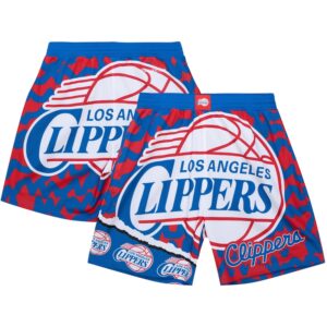 Men's Mitchell & Ness  Royal LA Clippers Jumbotron 2.0 Sublimated Shorts