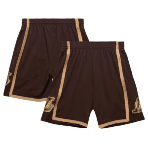 Men's Mitchell & Ness  Brown Los Angeles Lakers 1997-98 Hardwood Classics Lux Swingman Shorts