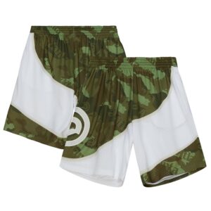 Men's Mitchell & Ness  Camo Atlanta Hawks 1986-87 Hardwood Classics Ghost Green Swingman Shorts