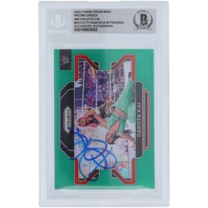 Dakota Kai WWE Autographed 2022 Panini Prizm Green Prizm #99 Beckett Fanatics Witnessed Authenticated Card