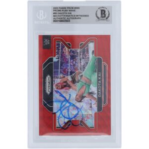 Dakota Kai WWE Autographed 2022 Panini Prizm Ruby Wave Prizm #99 Beckett Fanatics Witnessed Authenticated Card