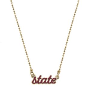 Women' CANVAS Style Mississippi State Bulldogs Enamel Script Necklace
