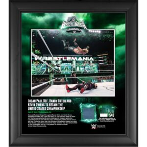 Logan Paul WWE Framed 15" x 17" WrestleMania 40 Night 2 Collage with a Piece of Match-Used Canvas - Limited Edition of 540