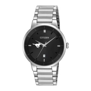 Men's Citizen Watch Silver SMU Mustangs Black Dial Stainless Steel Watch