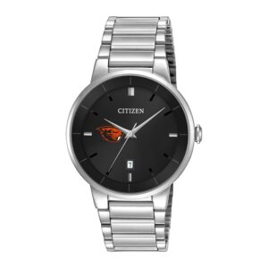 Men's Citizen Watch Silver Oregon State Beavers Black Dial Stainless Steel Watch