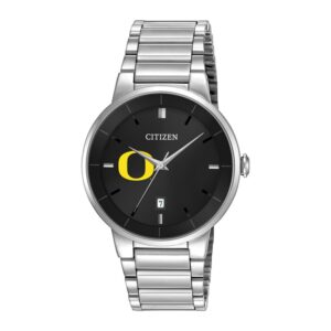 Men's Citizen Watch Silver Oregon Ducks Black Dial Stainless Steel Watch