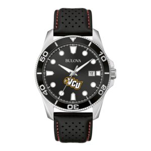 Men's Bulova Black VCU Rams Corporate Collection Leather Strap Watch