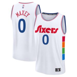 Youth Fanatics Tyrese Maxey White Philadelphia 76ers 2024/25 Fast Break Player Jersey - City Edition