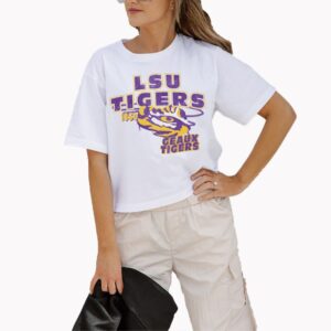 Women's Gameday Couture White LSU Tigers Logo Boxy Fit Cropped T-Shirt