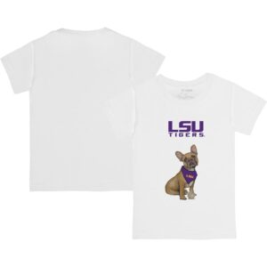 Youth Tiny Turnip White LSU Tigers French Bulldog T-Shirt