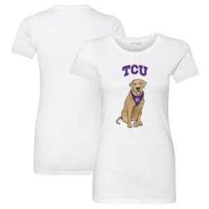 Women's Tiny Turnip White TCU Horned Frogs Yellow Labrador Retriever T-Shirt