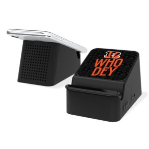 Keyscaper Black Cincinnati Bengals Wireless Charging Station & Bluetooth Speaker