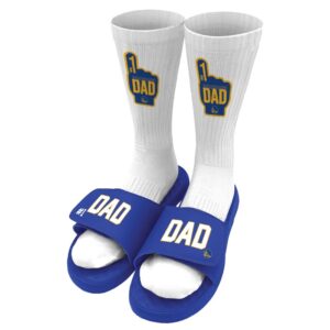Unisex ISlide Royal Golden State Warriors #1 Dad Socks & Slide Sandals Bundle
