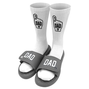 Unisex ISlide Gray Brooklyn Nets #1 Dad Socks & Slide Sandals Bundle