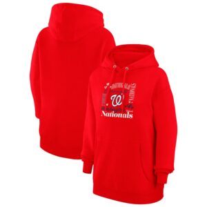 Women's G-III 4Her by Carl Banks Red Washington Nationals Collage Team Graphic Fleece Pullover Hoodie