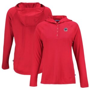 Women's Cutter & Buck Red Chicago Cubs Stars And Stripes Coastline Epic Comfort Eco Recycled Hoodie Raglan Long Sleeve T-Shirt