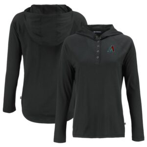 Women's Cutter & Buck Black Arizona Diamondbacks  Coastline Epic Comfort Eco Recycled Hoodie Raglan Long Sleeve T-Shirt