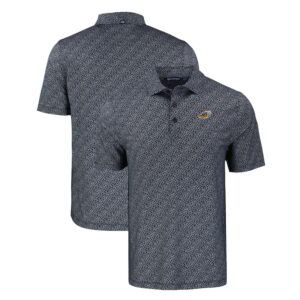 Men's Cutter & Buck Black Akron RubberDucks Pike Eco Pebble Print Stretch Recycled Polo