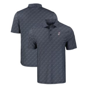 Men's Cutter & Buck Black Albuquerque Isotopes Pike Eco Pebble Print Stretch Recycled Polo