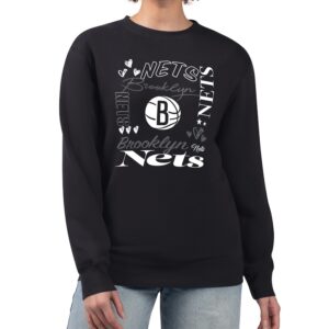 Women's G-III 4Her by Carl Banks Black Brooklyn Nets Collage Team Graphic Fleece Pullover Sweatshirt