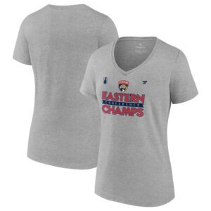 Women's  Steel Florida Panthers 2024 Eastern Conference Champions Locker Room V-Neck T-Shirt