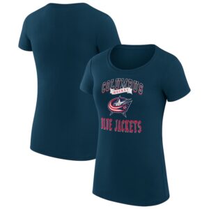 Women's G-III 4Her by Carl Banks Navy Columbus Blue Jackets Team Logo Graphic Fitted T-Shirt