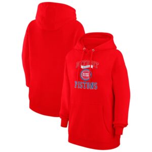 Women's G-III 4Her by Carl Banks Red Detroit Pistons Graphic Fleece Pullover Hoodie