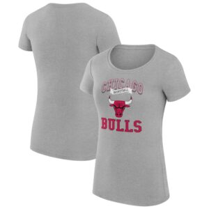 Women's G-III 4Her by Carl Banks Heather Gray Chicago Bulls Team Logo Fitted T-Shirt