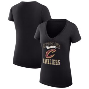 Women's G-III 4Her by Carl Banks Black Cleveland Cavaliers Team Logo Fitted V-Neck T-Shirt