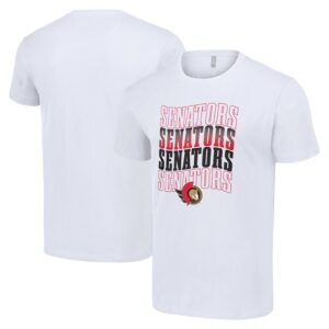 Men's Starter White Ottawa Senators Four Team Name Logo T-Shirt