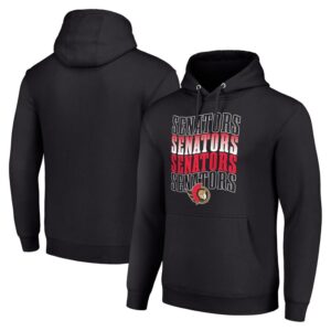 Men's Starter Black Ottawa Senators Four Team Name Logo Fleece Pullover Hoodie