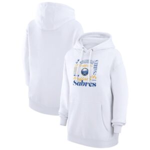 Women's G-III 4Her by Carl Banks White Buffalo Sabres Collage Team Graphic Tri-Blend Fleece Pullover Hoodie