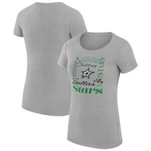 Women's G-III 4Her by Carl Banks Heather Gray Dallas Stars Collage Team Graphic Fitted T-Shirt